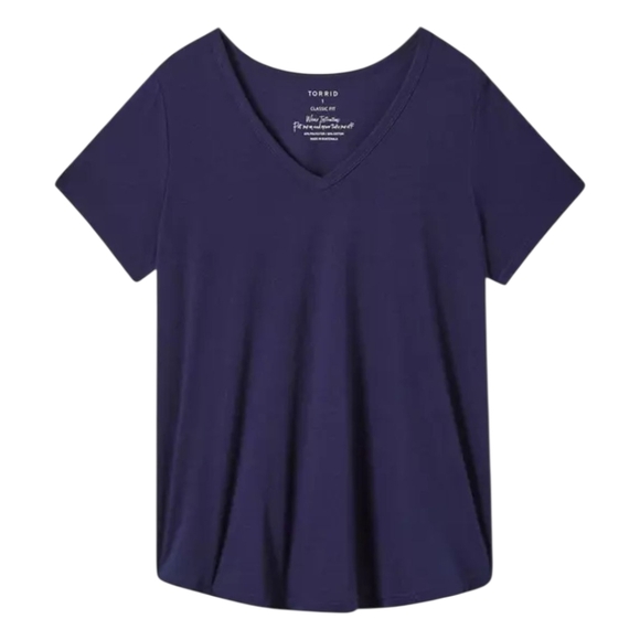 TorridPlus Size Classic Fit  Navy Blue V-Neck Short Sleeve Tee 2X - Picture 6 of 14